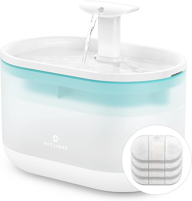 PETLIBRO Cat Water Fountain,Ultra Quiet Pet Water Fountain,Cat Fountain with Two Flow Modes, BPA-Free Capsule Dog Water Fountain,2.1L Visible Water Level with Large-Size Filter