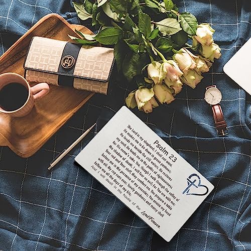 YODOCAMP Christian Bible Verses Metal Wallet Card Gift for Men Women, Psalm 23 Engraved Wallet Insert Card Gifts for Him and Her, Christmas Birthday Gifts for Christian New Believers3
