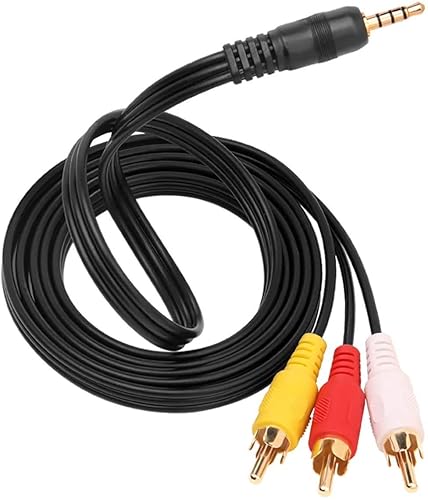Miniatura 1 de Cable de video de video chapado en oro de 0138in a RCA AV videocámara 0138in macho a 3 RCA macho cable AUX de audio estéreo para TV caja de TV cine