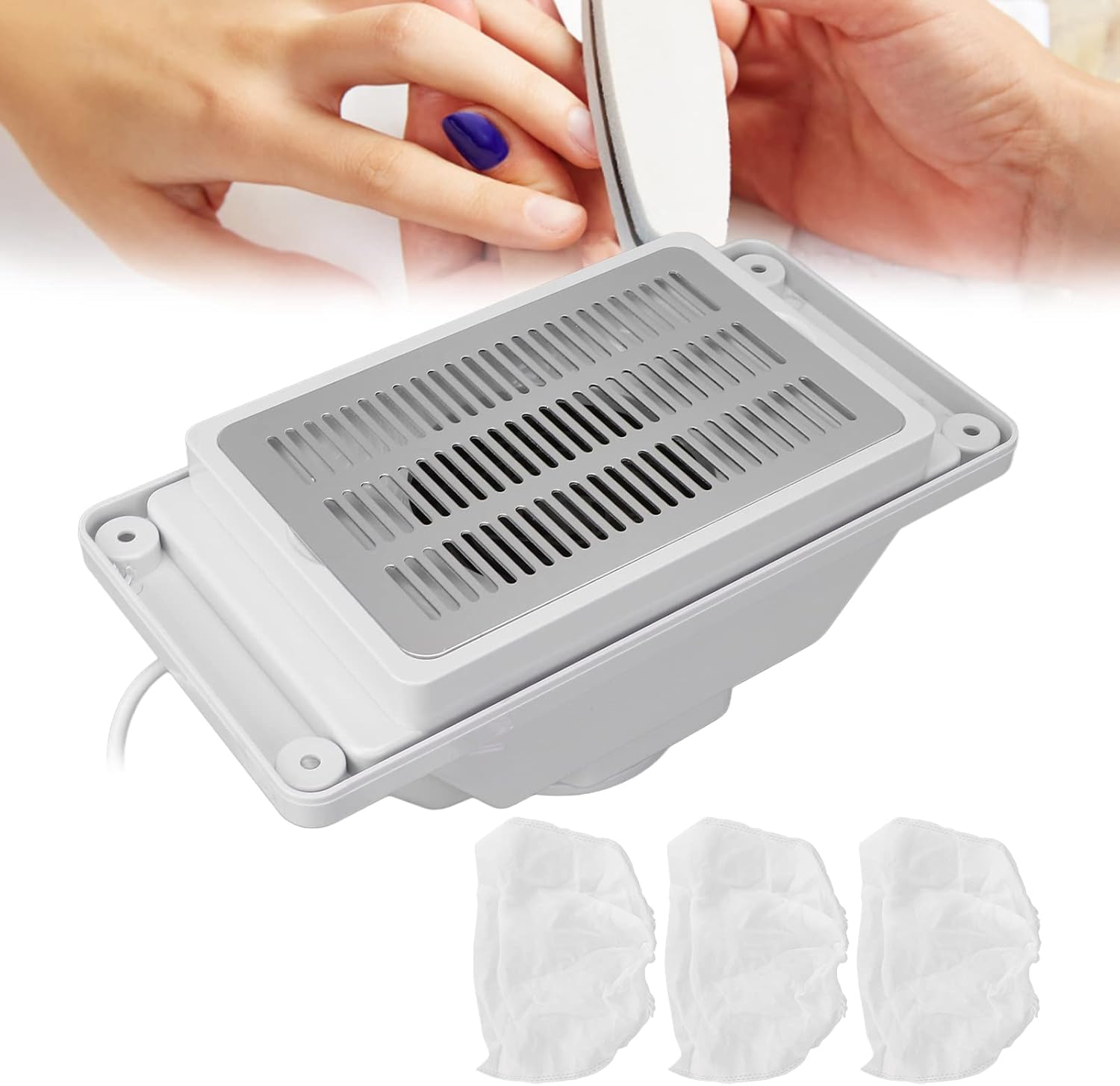 Nail Dust Collector Electric Powerful Nail Vacuum Suction Nail Dust Cleaner Extractor Manicure Tool for Acrylic Gel Nail Polishing Professional Nail Filter for Salon Home(US)
