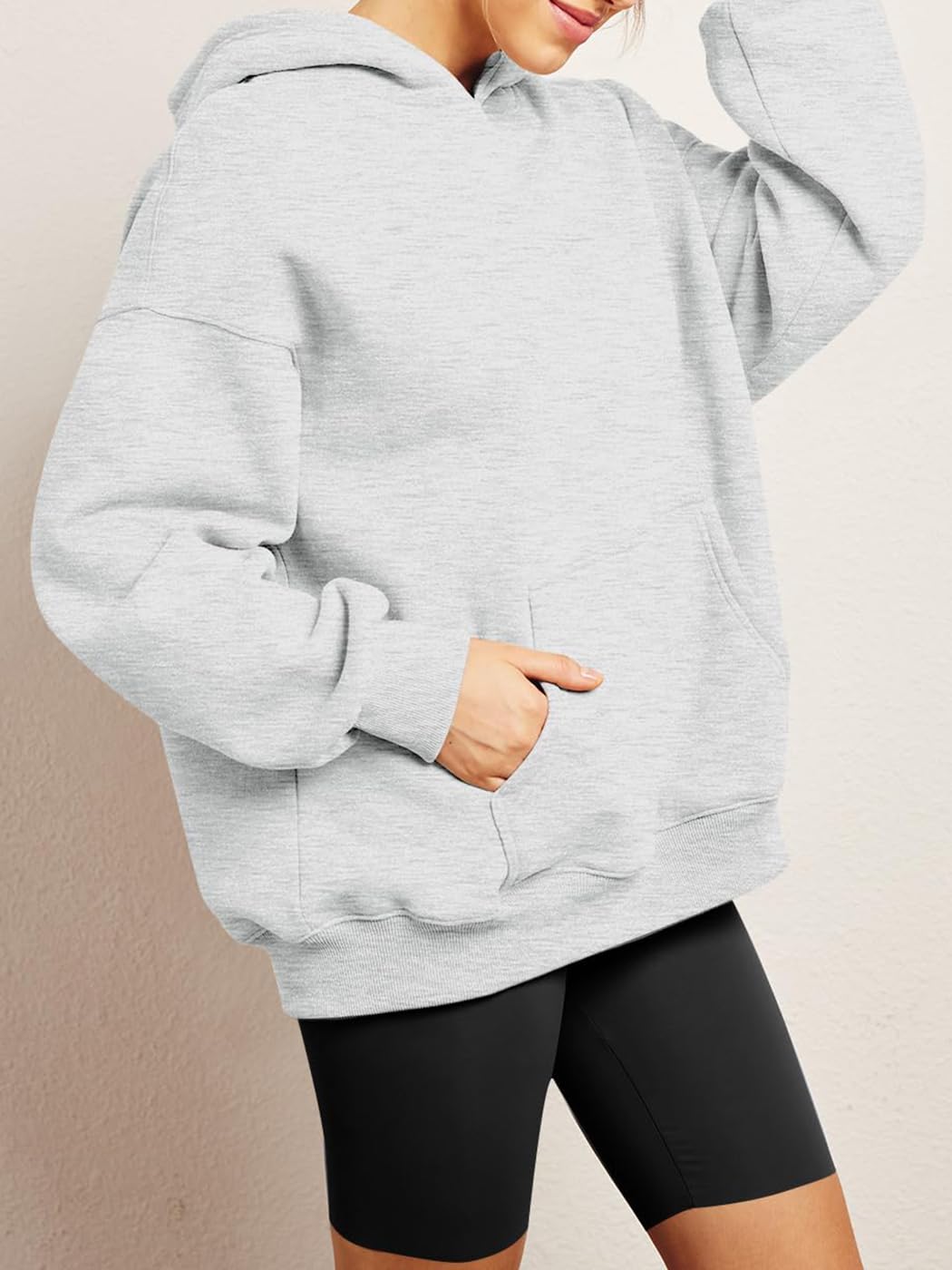 ABYOVRT Sudadera para Mujeres Oversize con Capucha Holgada con de Forro Polar básico Liso Talla Grande Hoodie Suave y Confortable Suelto Manga Larga Suéter Cálido Pullover Otoño Invierno,S-XXL