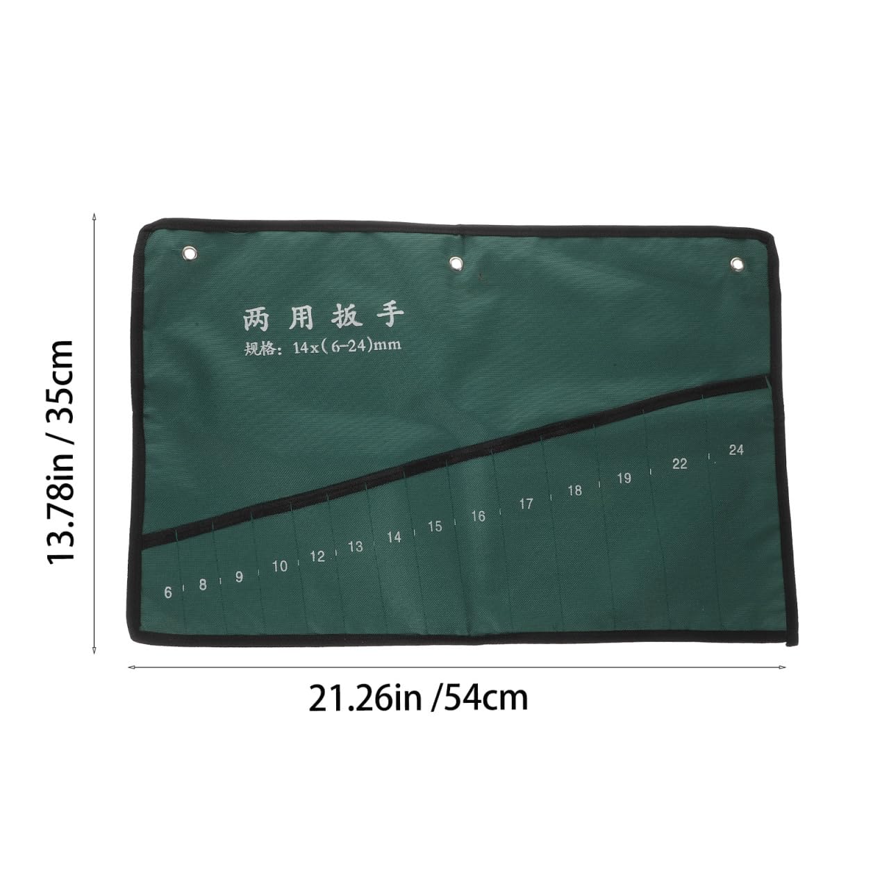 Hemobllo Canvas Roll up Wrench Storage Bag 14-Pocket Spanner Organizer Pouch Portable Tool Carry Bag with Tie Straps and Fold Flap 21.26X13.78In for Handyman Tools - Image 2