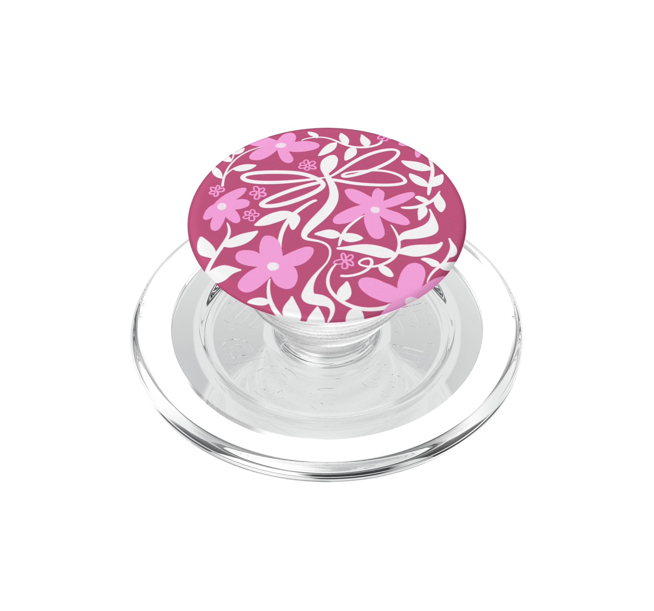 PopSockets PopGrip para MagSafe de diseño floral rosa con libélulas 6