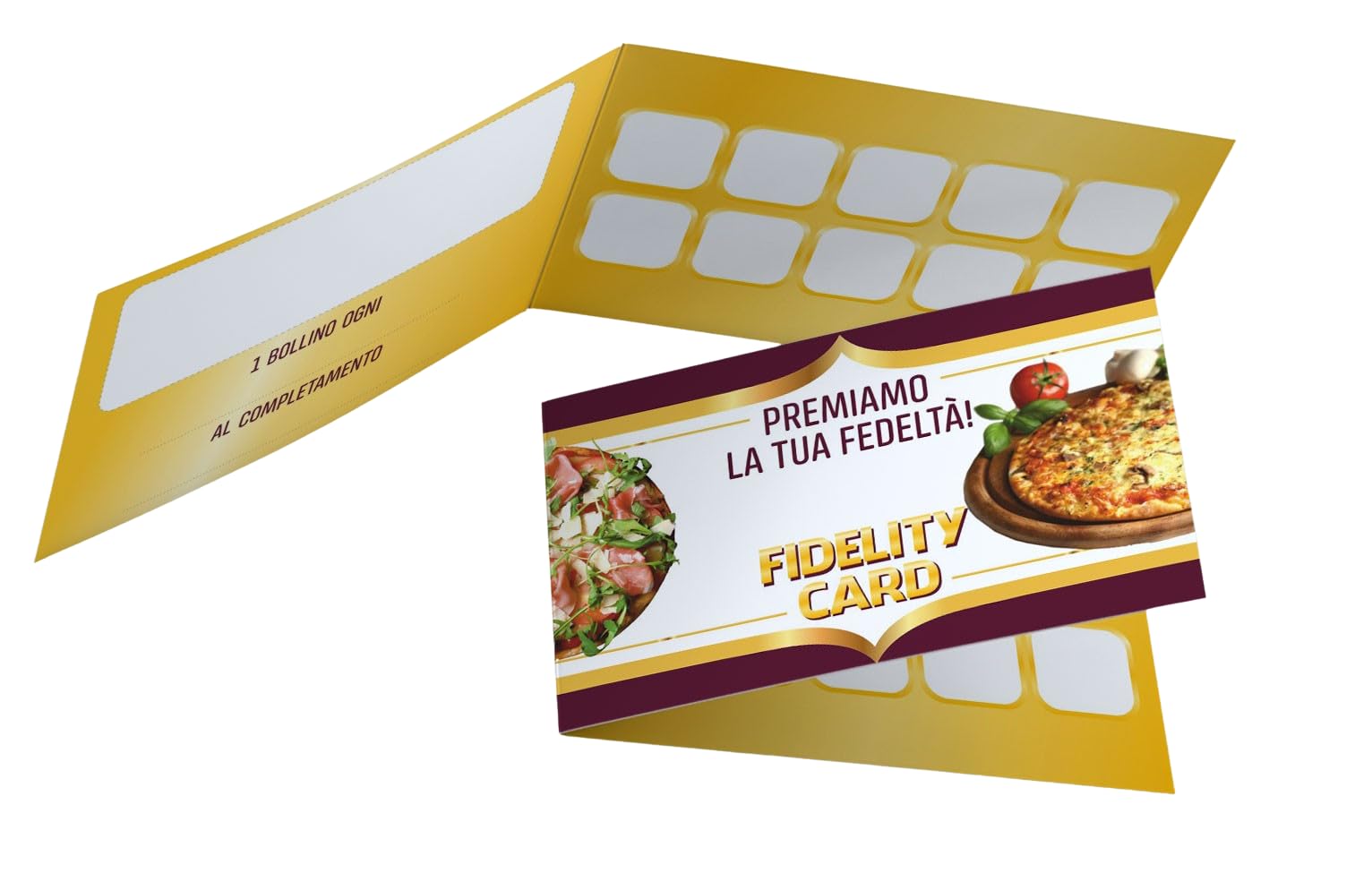 GHIBLI Tessere Fedeltà per Pizzeria con 10 Caselle da Timbrare - Fidelity Card Pizza Omaggio - Carte Punti per Fidelizzare la Clientela - Ogni 10 Pizze Una Pizza Gratis per i Clienti Fedeli (50)