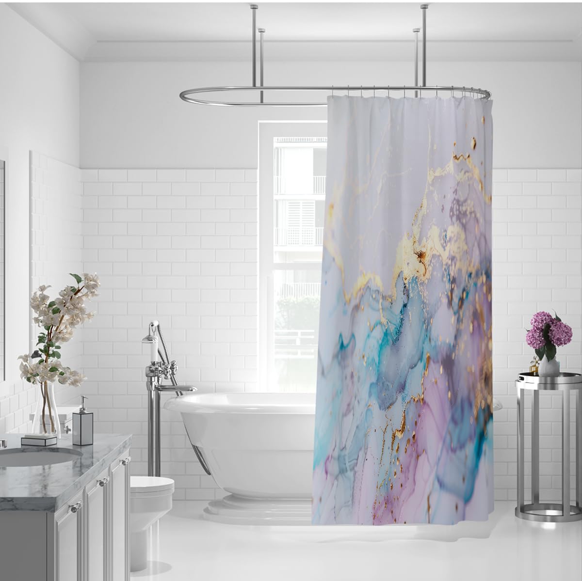 Rideau de Douche Art Encre Pastel Aquarelle Abstrait W150xL200 cm