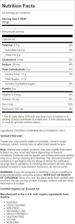 BareOrganics Pumpkin Seed Protein Powder, 12 oz