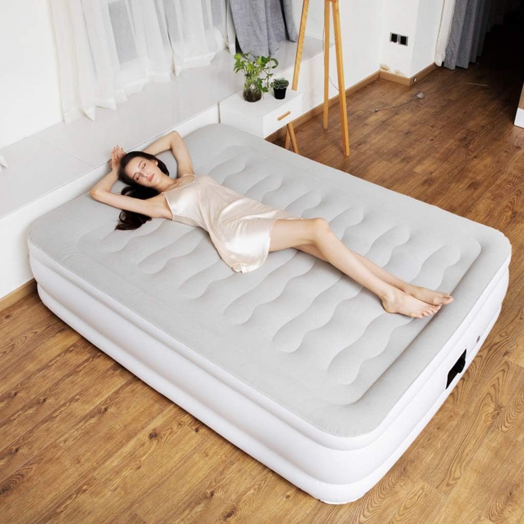 New Raised Inflatable Bed Flocking Air Mattress Bed Home Air Mattress Outdoor Camping Portable Inflatable Bed (Color : A)