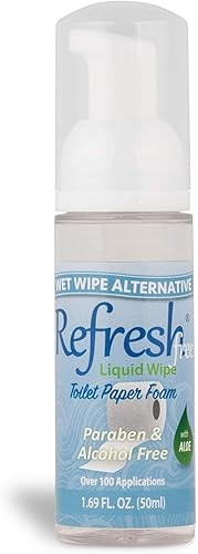 Refresh Liquid Wipe Espuma de papel higiénico (tamaño de viaje de 1.69 fl oz), alternativa ecológica de toallitas húmedas desechables para pieles