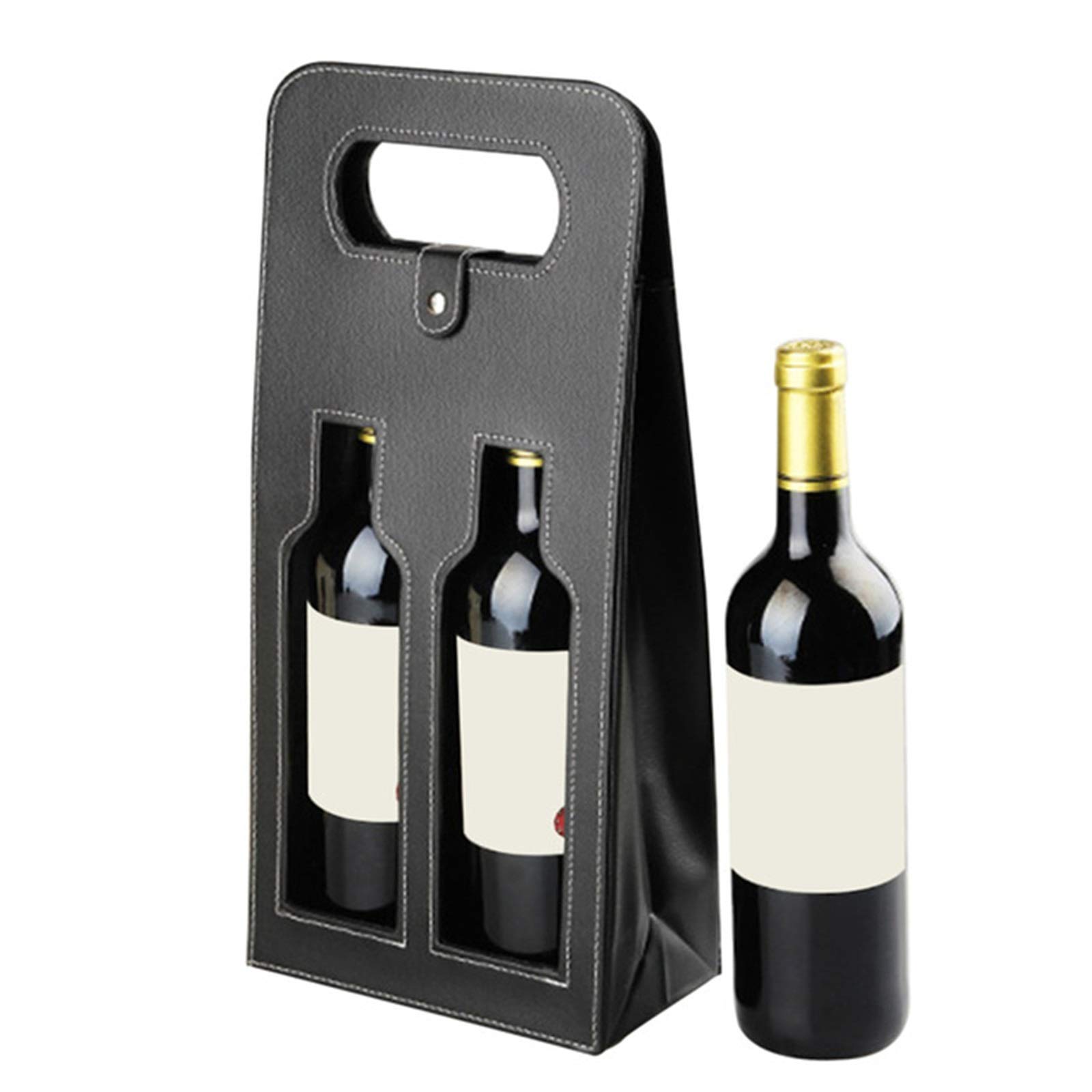 Sac à vin en Cuir boîte d'emballage Cadeau de Transporteur Haute qualité pour Home Bar Decor(Schwarz)