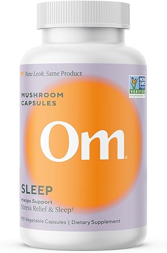 OM MUSHROOM SUPERFOOD Cápsulas de hongos para dormir, suplemento superalimentario, 90 unidades, 30 días, Reishi, GABA, L-teanina, melatonina para