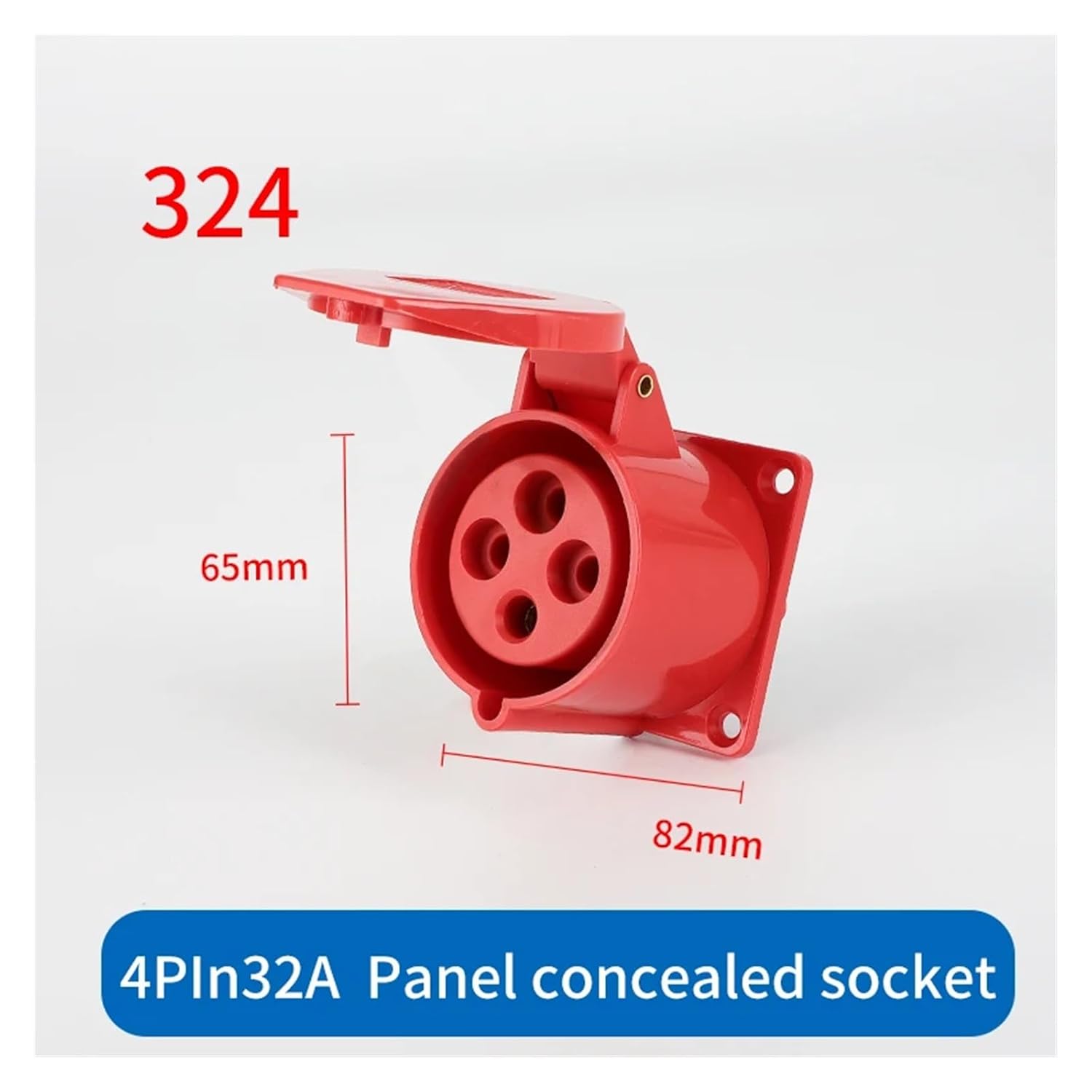 Industrial Plug Connector 32A 3-pin 4-pin 5-pin Electrical Connection Wall Socket Panel 220V 380V(4P 32A Panel Mounted)