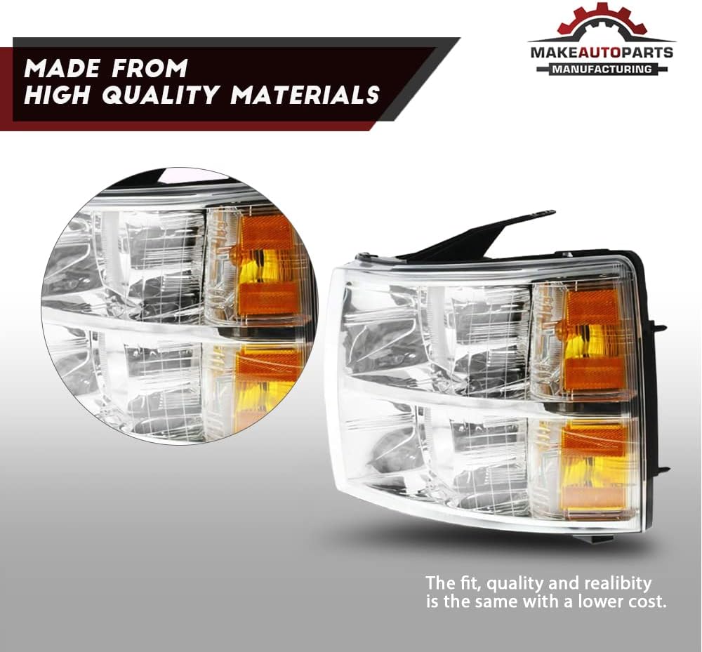 Headlight Headlamp Assembly Composite Clear Lens Driver Left Side For Chevrolet Silverado 1500 2007 2008 2009 2010 2011 2012 2013 - GM2502280