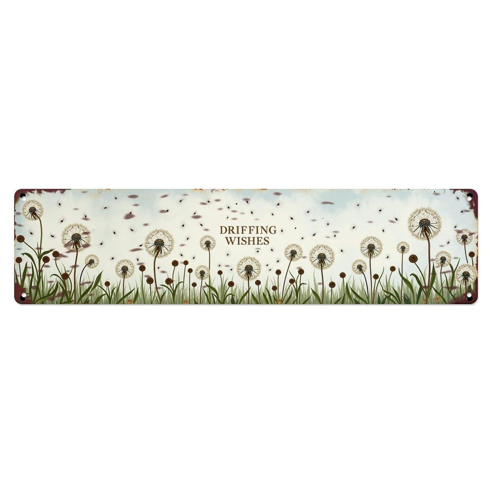 Jdyaojiesheng Vintage Dandelion Seeds Floating Sky Grass Tin Sign Retro Metal Wall Decor Metal Poster, Home Bar Garage Farmhouse Cafe Wall Art Decoration 4X16inch