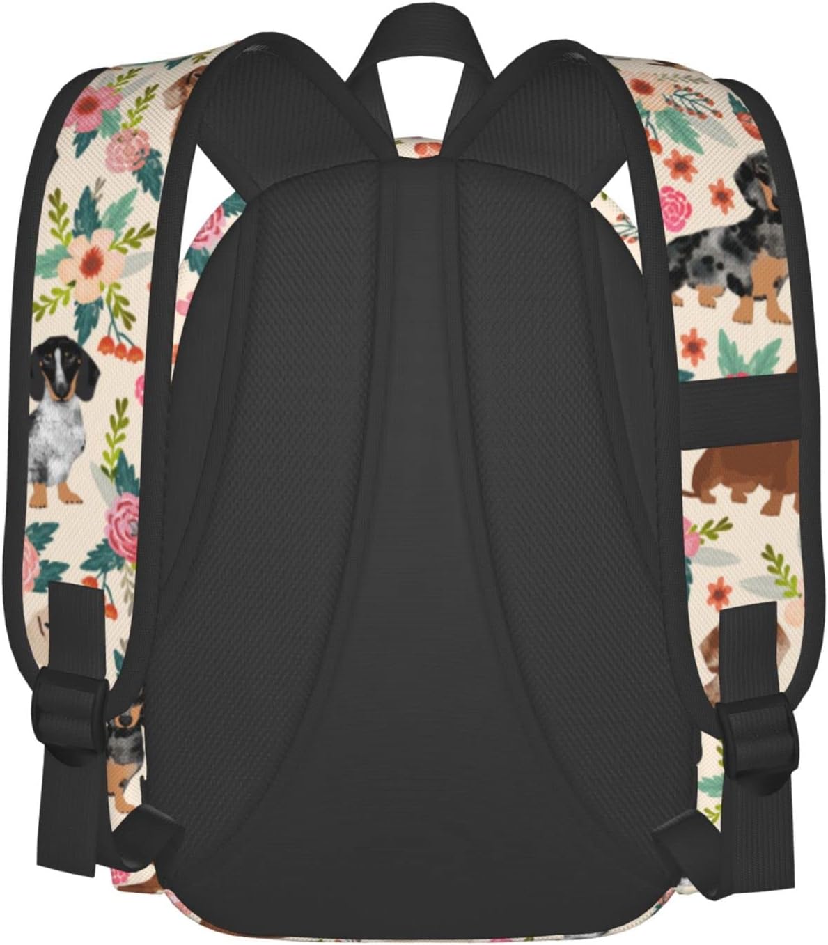 Schnauzer Dog Flower Backpack 16 Inches Lightweight Travel Laptop Backpack - Image 4