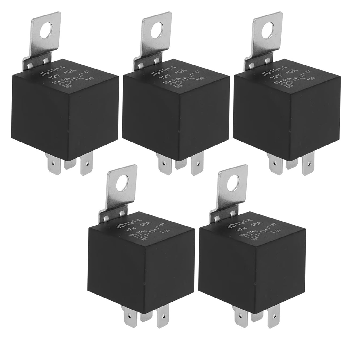 Relay Automotive 5pin 5P 40A Car with Black Red Copper Terminal with Socket Switch(5pcs)