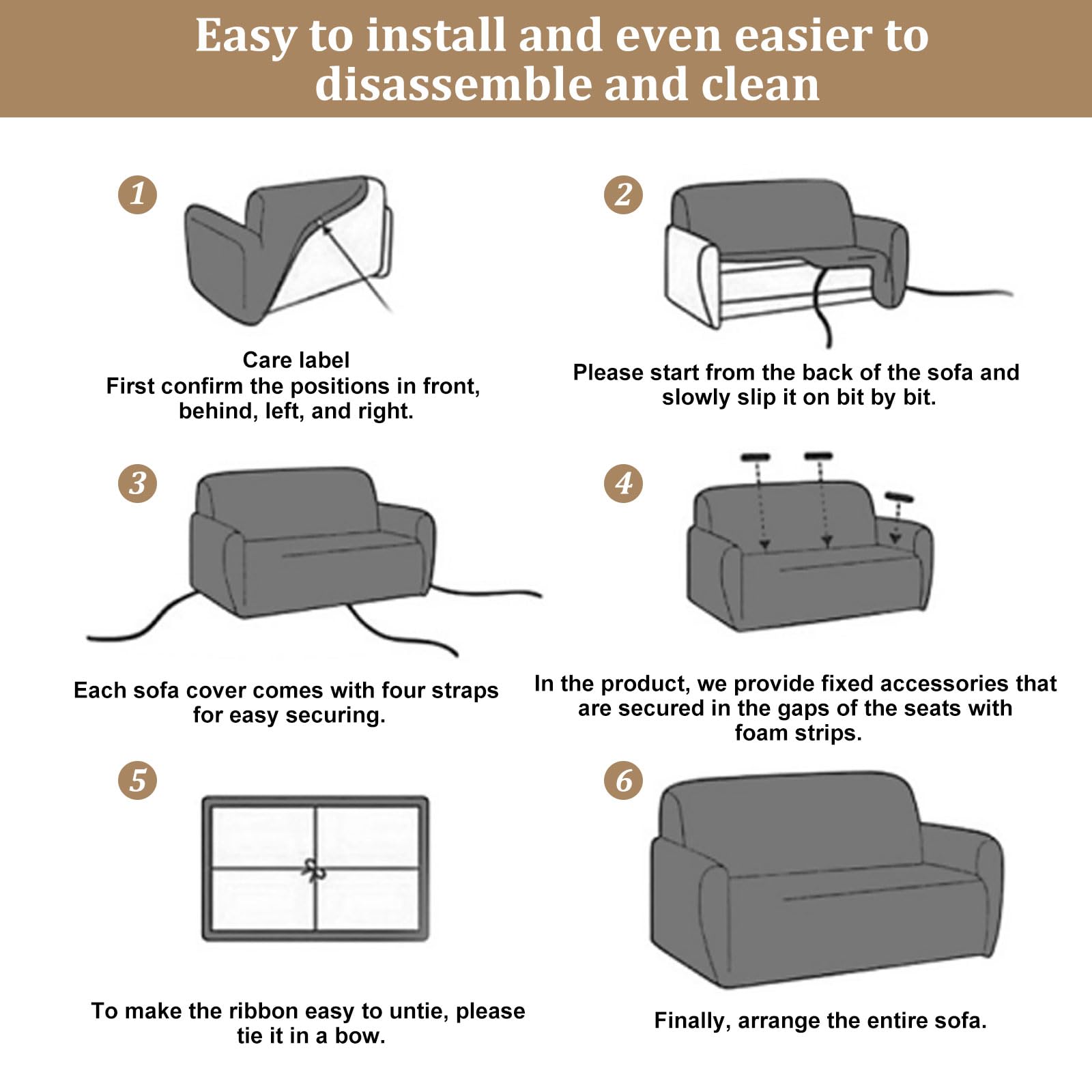 Bocguy Sofa Überzug, Couchbezug L/U Form, Sofaüberzug Ecksofa, Universal Sofa Überwürfe, Stretch Couch Cover mit Schaumstoffstab und 1 Kissenbezug für 1/2/3/4 Sitzer(L-förmiges Ecksofa Erfordert Zwei)