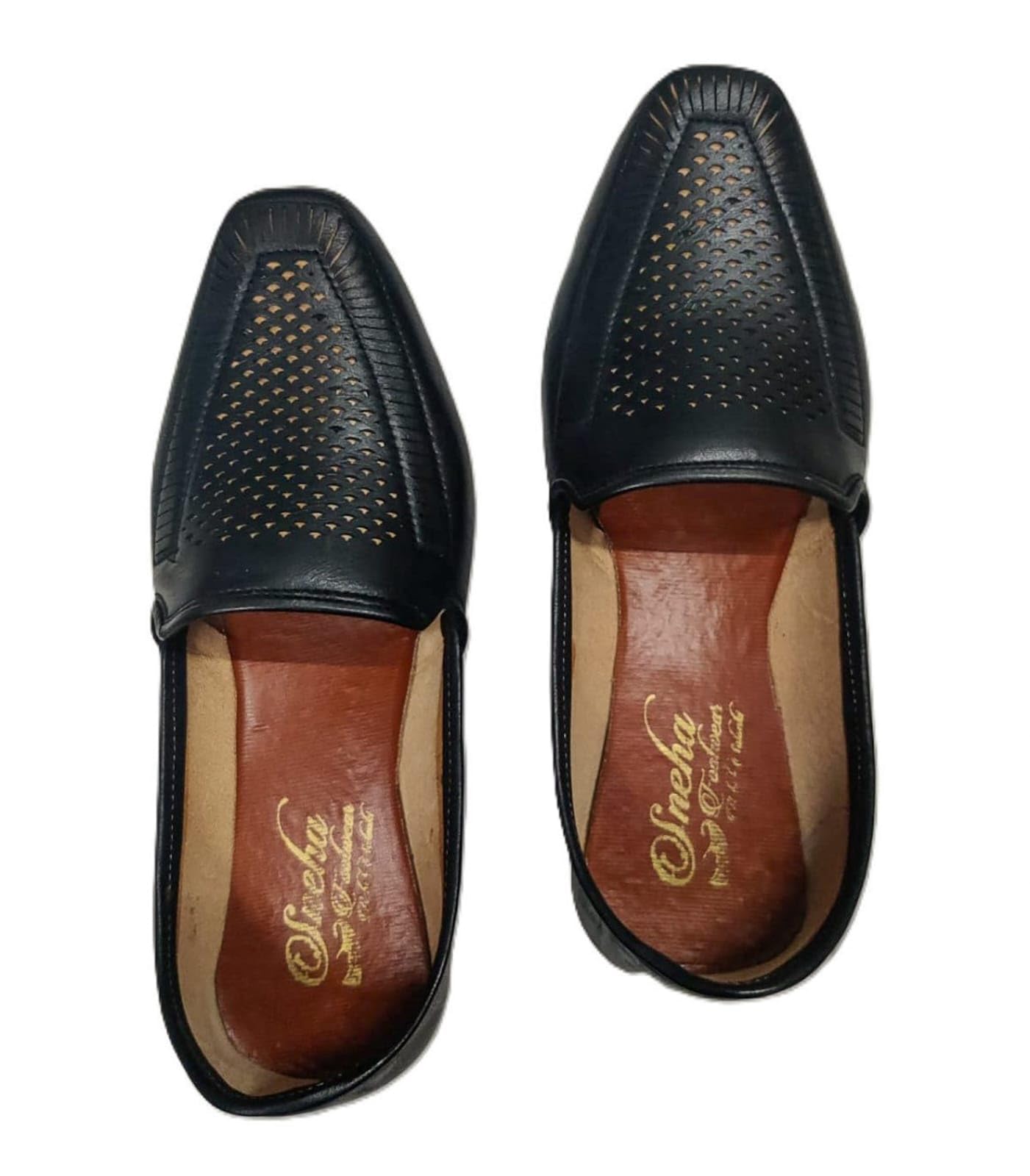agadi Men's Black Leather Mojari Shoes – Traditional Ethnic Jutti with Perforated Design | Handcrafted Slip-On Loafers for Festive & Casual Wear-picture-10