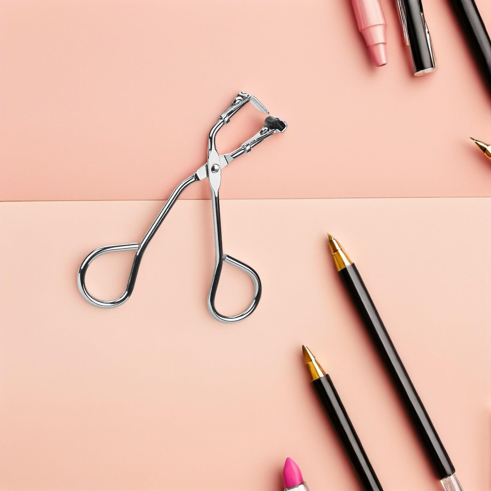 Ipetboom Piegaciglia in Acciaio Inossidabile Argento Portatile e Leggero per Ciglia Mini e Piccole per Trucco Quotidiano e Definizione