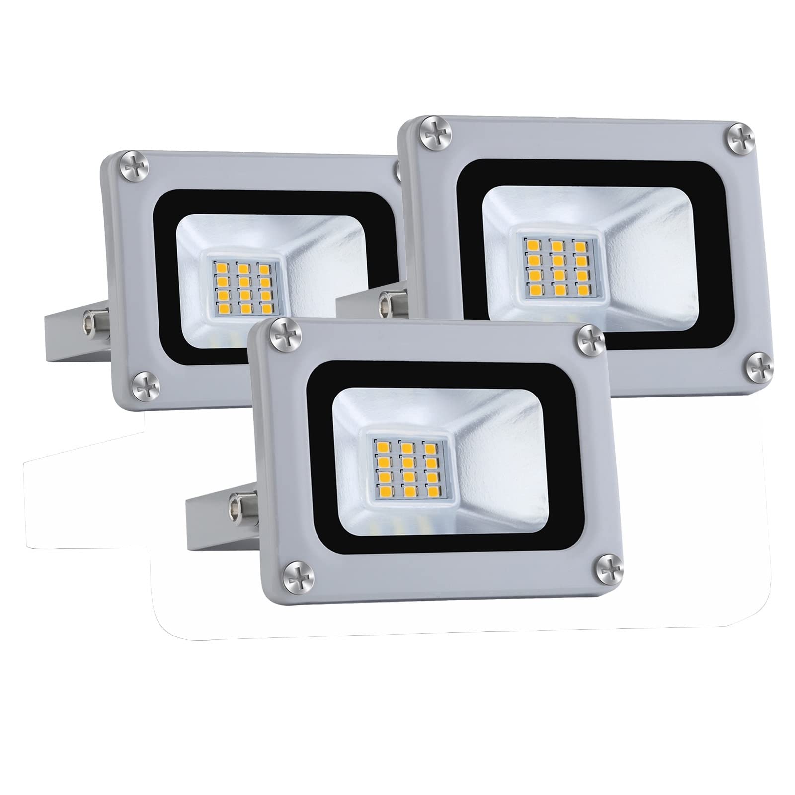BiiKoon 10W Super Bright Safety Light 12-24V DC IP65 Waterproof Outdoor Flood Light For Yard, Garden,Basketball Court, Arena (Color : 3PACK, Size : 10W)