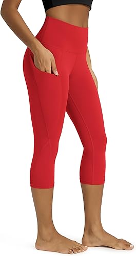 Miniatura 264 de ODODOS - Leggings tipo capri de mujer, no se traslucen y modelan el abdomen, con cintura alta y bolsillos; para hacer yoga, atletismo, ejercicio