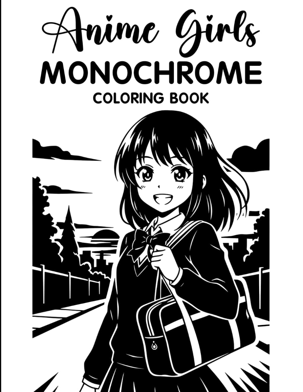 Anime Girls Monochrome Coloring Book: Relaxing Grayscale Coloring Pages with Cute Anime Girls, Stylish Fashion, Cozy Aesthetic Scenes, and Mindful Stress Relief for Teens & Adults