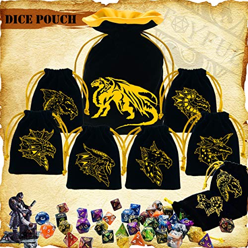 6 Sets DND Dice Double-Color Polyhedral Dice Dungeons and Dragons Rolling Dice for RPG MTG Table Games Dice Bulk with Free Six Drawstring Bags and PU Leather D&D Dice Tray - Thumbnail 4