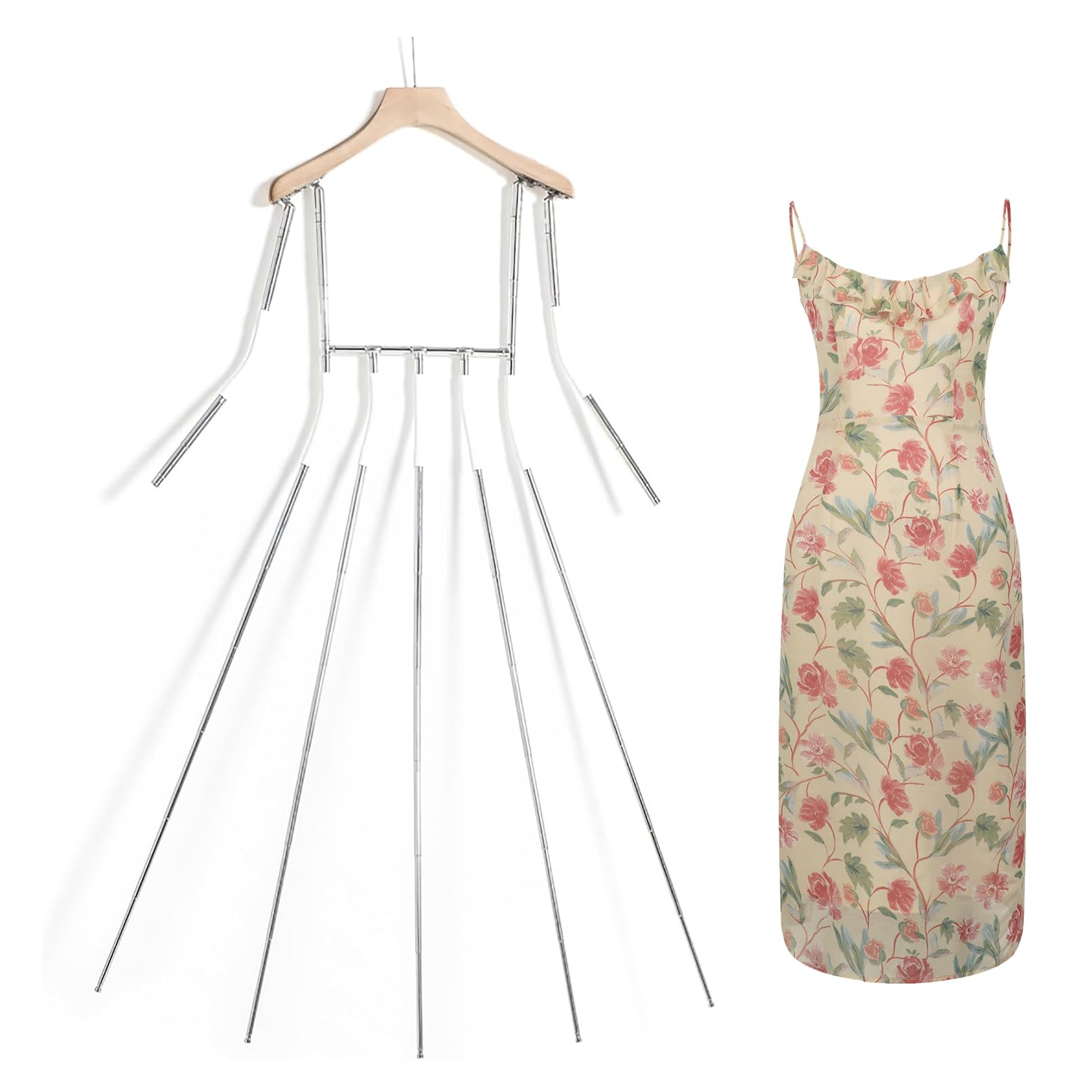VILA SMO Mannequin Body Clothes Hangers, Swingable Clothing Mannequin Hanger, With Poseable Five Polesadjustable/detachable/hanging Design, For Hanging Women's Skirts. varnish