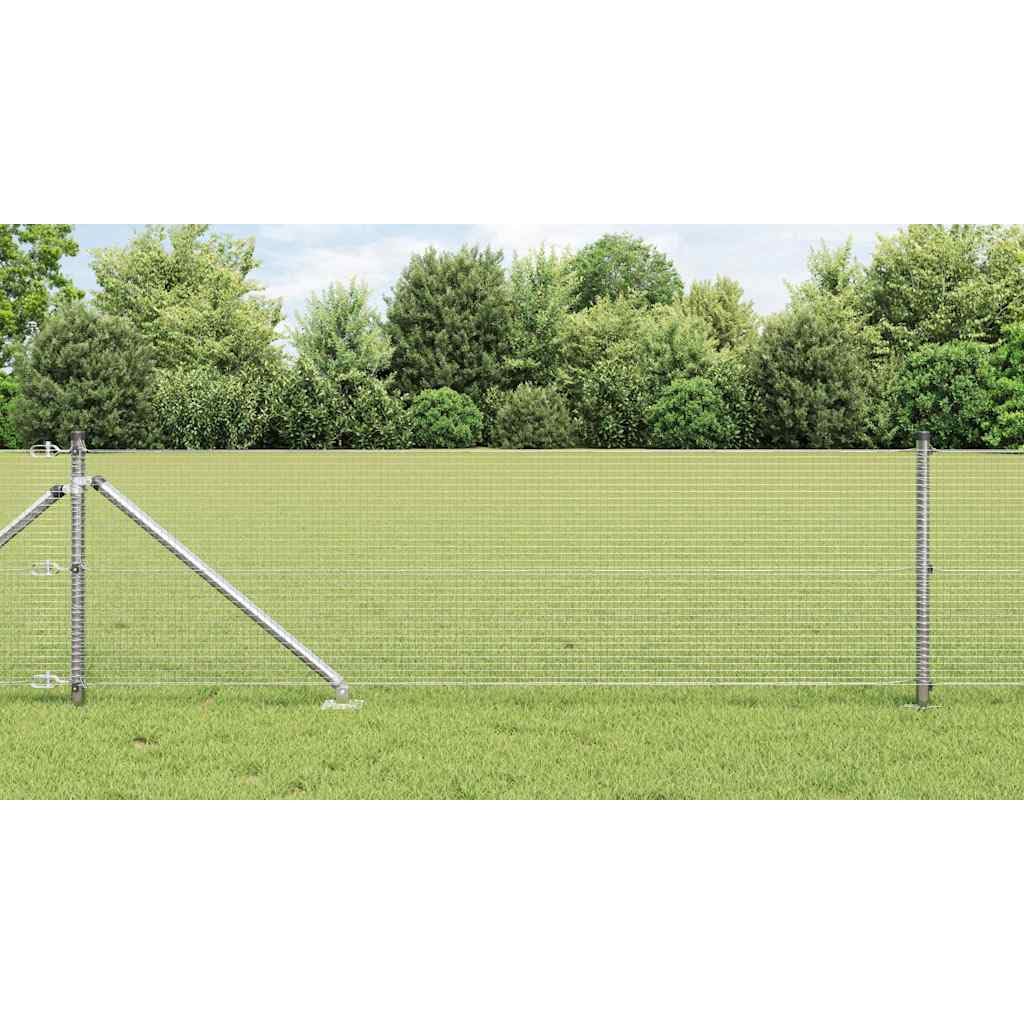 Poteau de clôture 10 x 0,4 m en acier galvanisé argenté pour enclos rigide