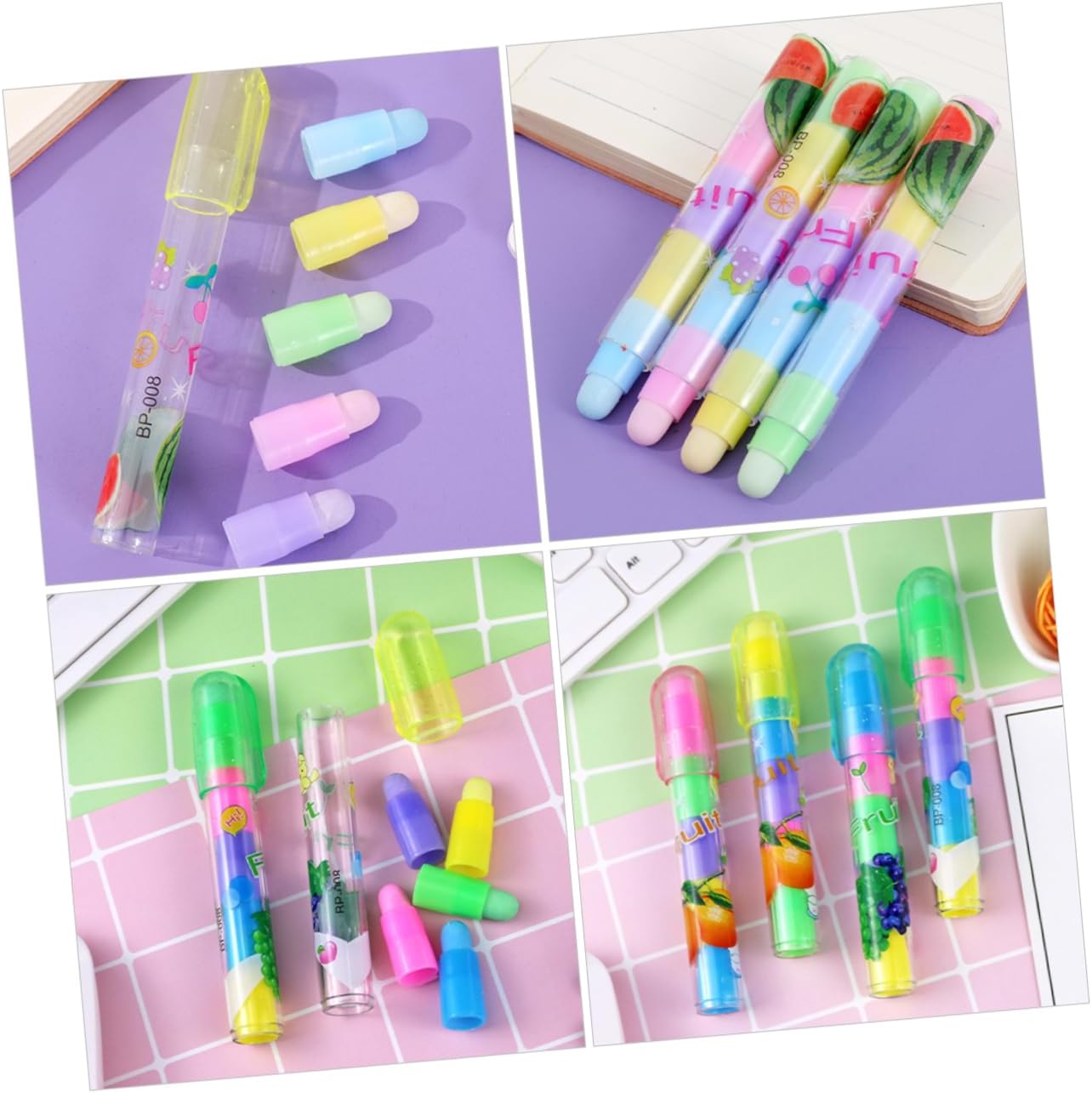 Gadpiparty 36pcs Fruit-Shaped Erasers Set Cute Novelty Pencil Erasers for Kids Kawaii School Supplies Fun Drawing Accessories for Classroom Parties
