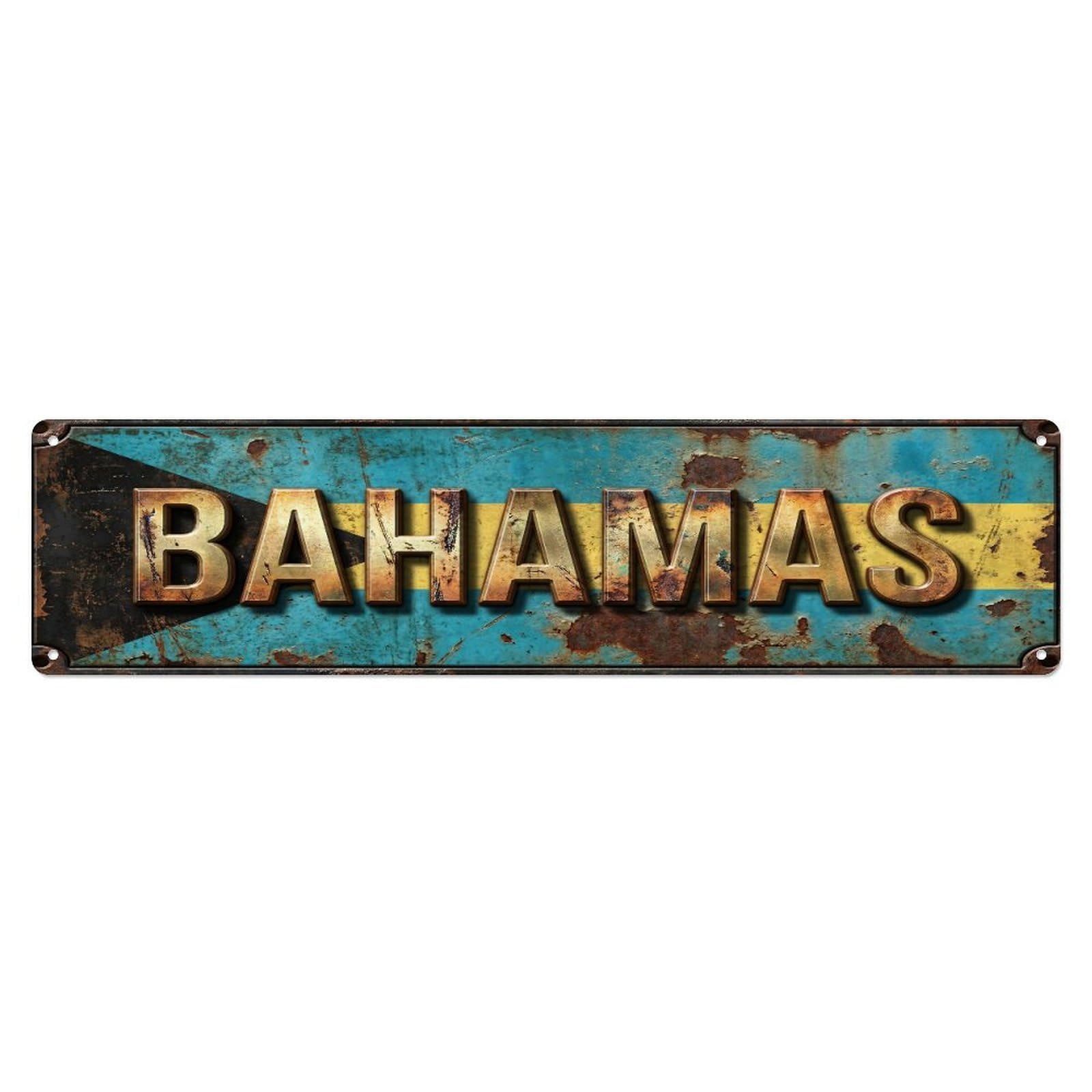 Xanthor Style Metal Tin Sign Vintage Bahamas Flag Pattern