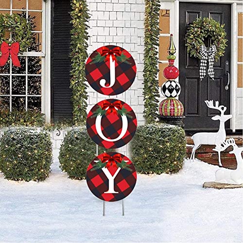 CheeseandU Outdoor-Weihnachtsdekoration, Hofpfahl, Schilder, 3 Stück, 119.4 cm, Weihnachts-Süßigkeitenkranz, Freude, Neujahr, riesige Feiertage, Gehweg, Candyland Party (Freude) Cover