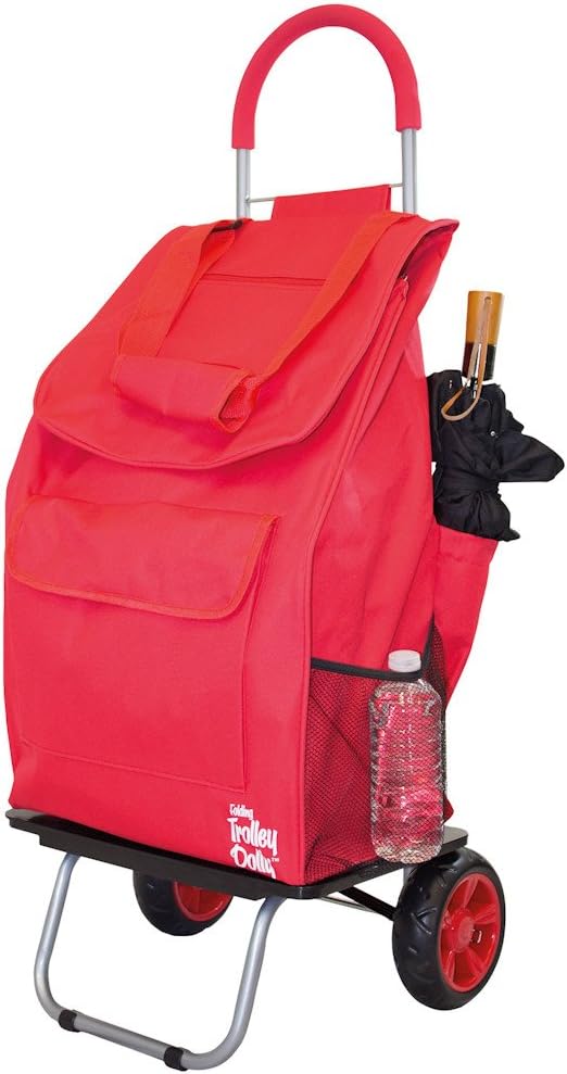 dbest products Shopping Grocery Foldable Cart, Polyester, Red