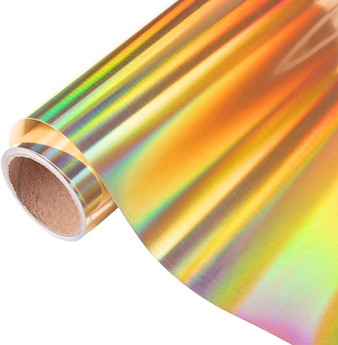 VINYL FROG Rollo de vinilo holográfico HTV de 12 pulgadas x 5 pies, vinilo metálico dorado de transferencia de calor, vinilo para planchar, fácil de