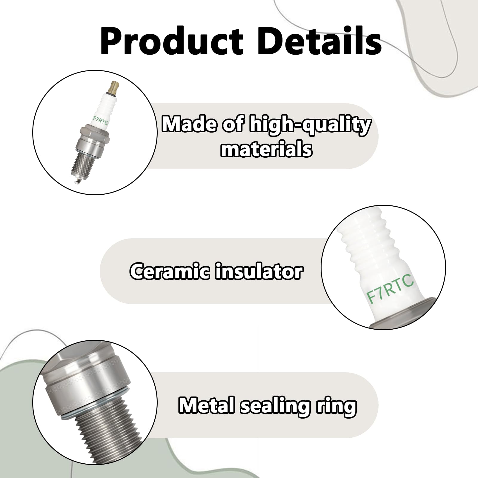 Candele Accensione F7RTC - 2 Pezzi, Per Auto Moto E Tagliaerba, Sostituto NGK E Bosch - Foto 6