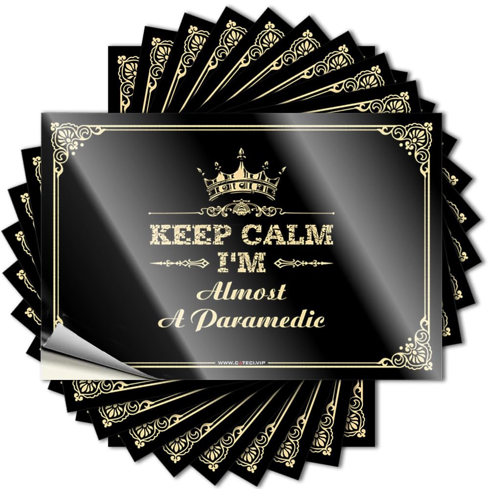 Camping Decorations, Stickers Funny Fun Quote Stickers, Snarky No Residue Decals for Luggage | Car Party Favor Custom Keep Calm I'm Almost A Paramedic(12X18CM)