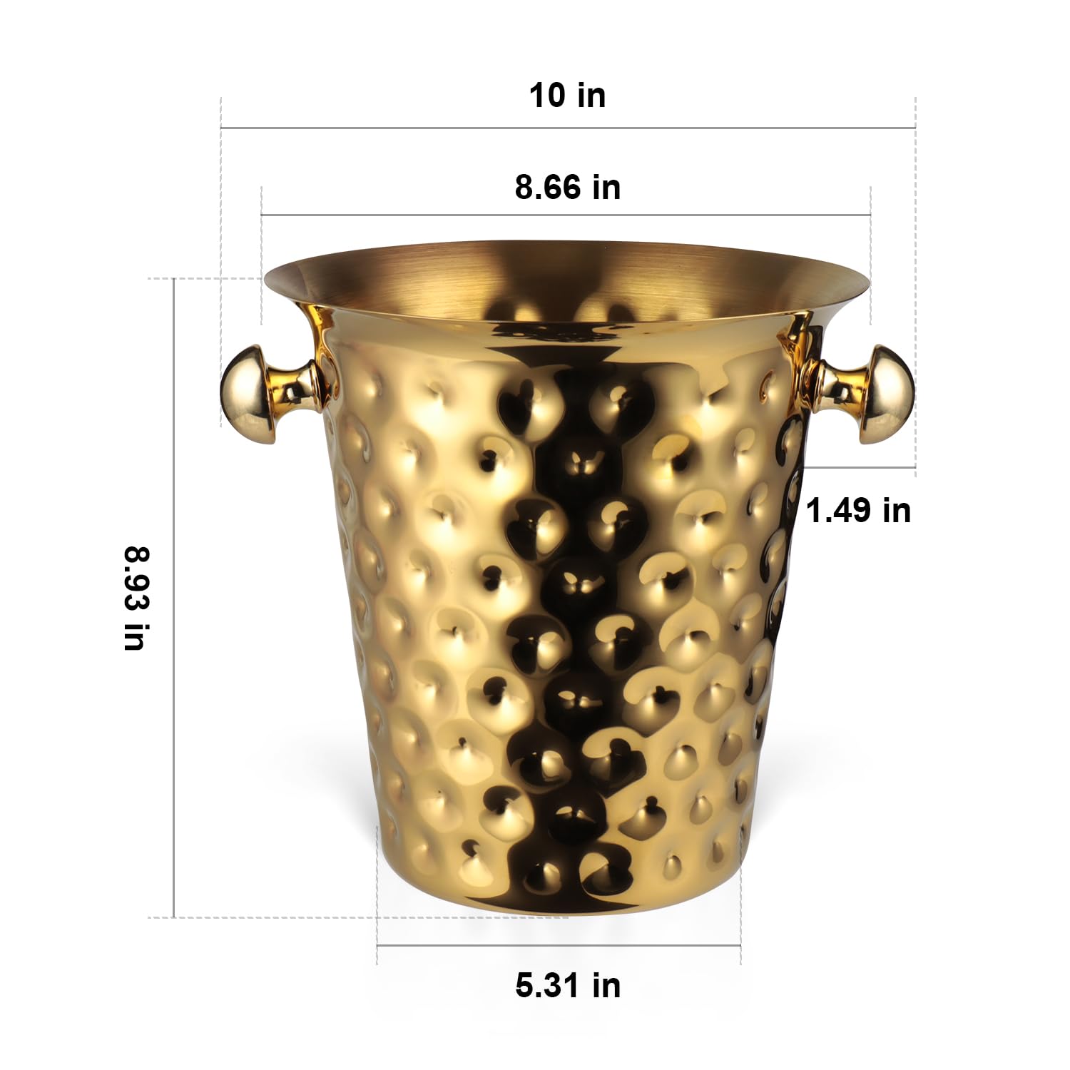 Seau a Champagne, Seau Champagne Inox, avec Poignées,Seau de Refroidissement pour Vin Mousseux, Vin et Champagne, 5L (Or)