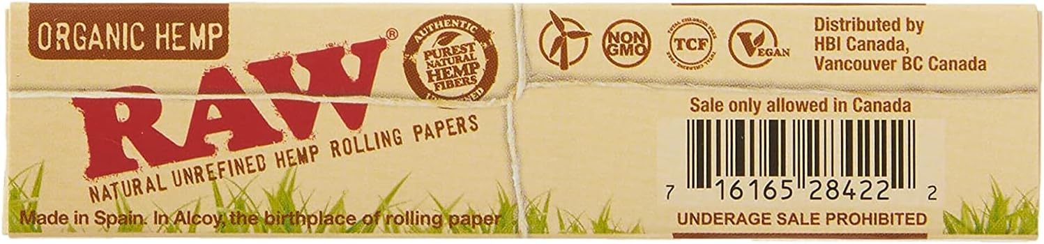 Raw King Size Slim Organic Hemp Rolling Papers 10 Packs, 32 Count (Pack of 10)