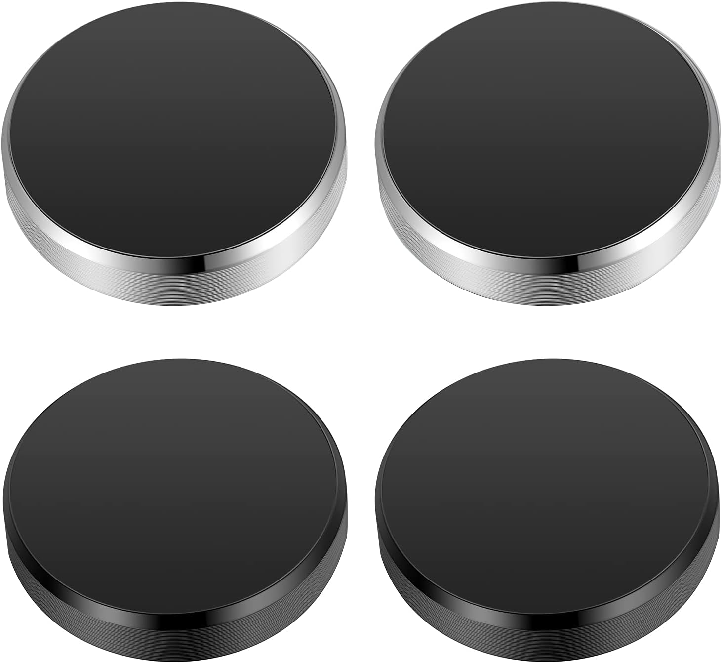 TOODOO 4 Pieces Magnetic Phone Car Mount Flat Cell Phone Holder Universal Stick on Flat Magnetic Car Mount for Dashboard Wall Windshield Table Mirror, Black and Silver