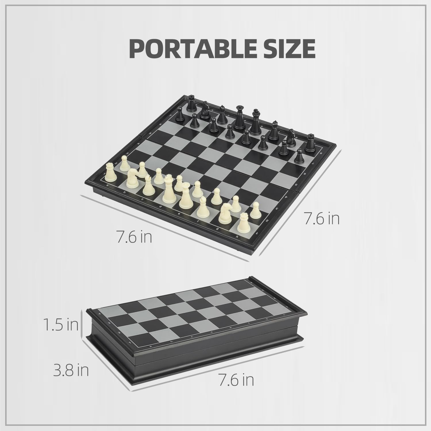 Travel Chess Set Magnetic Portable Folding Chess Board - Small Mini Chess Set - (Small / 7.6 Inch)