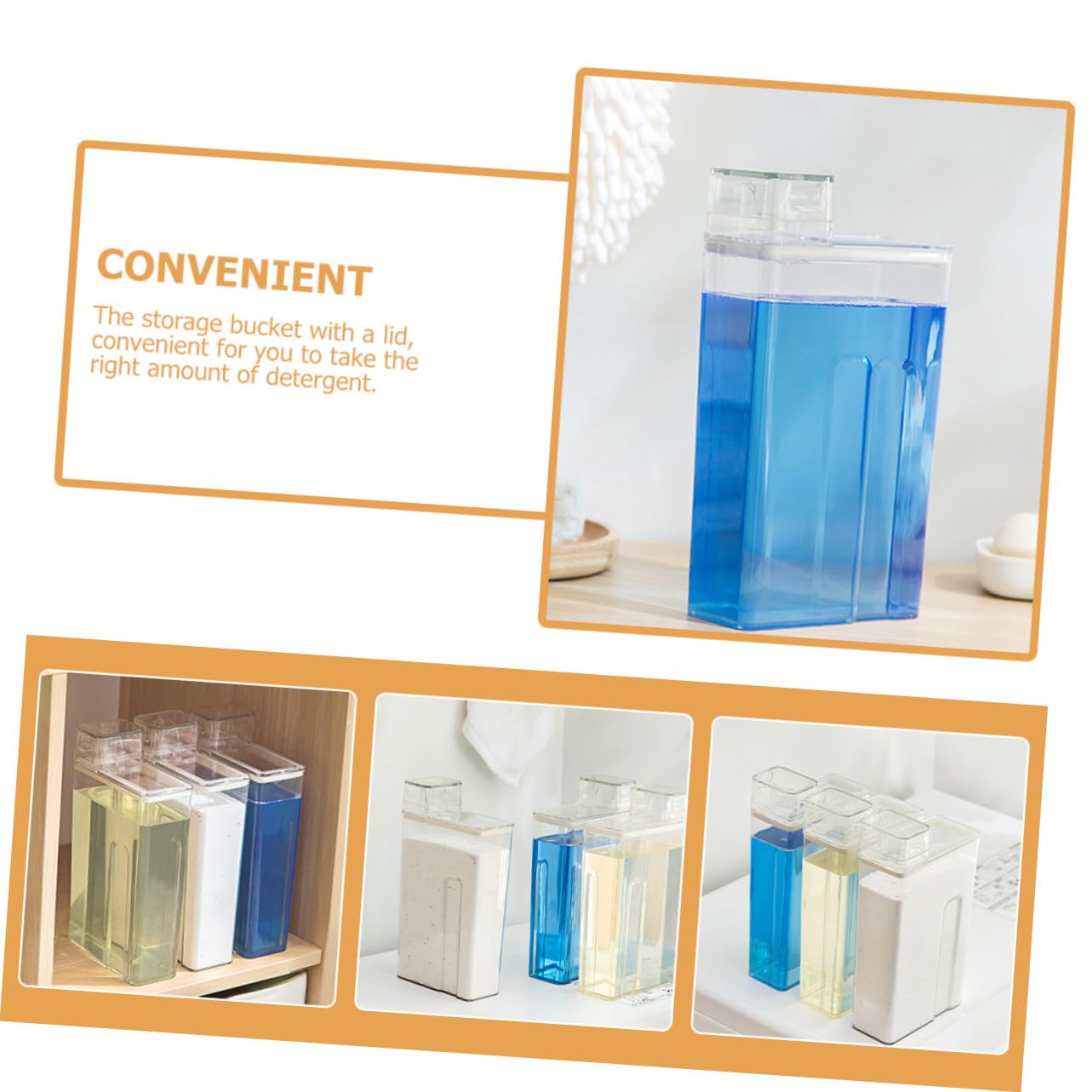 Dispenser Detersivo Trasparente da 2 Pezzi in Pet Grande Capacità e Design Compatto per Lavanderia, Contenitore Pratico per Sapone Lavatrice e Detersivo in Polvere