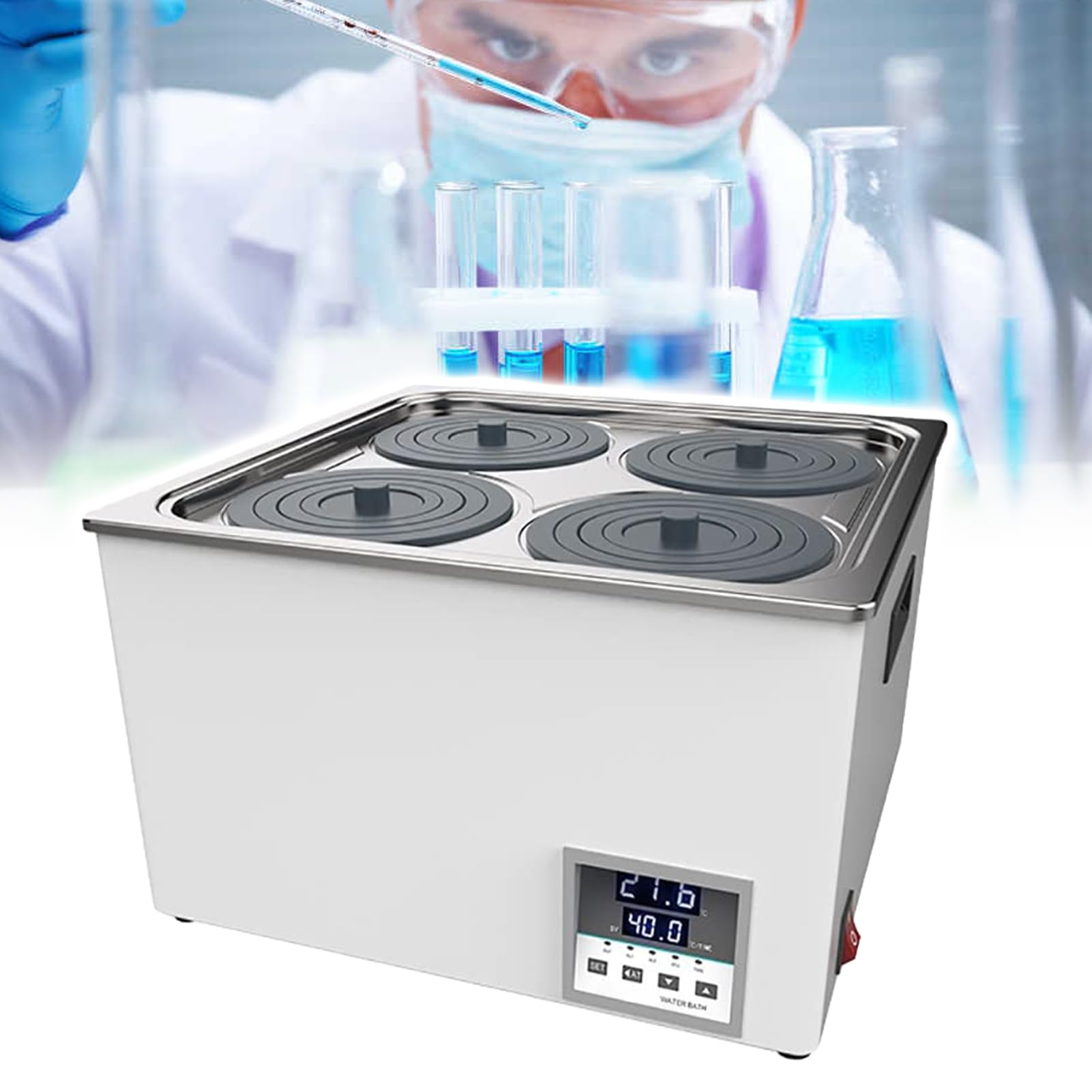 Baño María Termostático para Uso en Laboratorio, Recubrimiento de Acero Inoxidable, Función Antiquemado en Seco, para Calentamiento de Alimentos y Experimentos Químicos/Biológicos