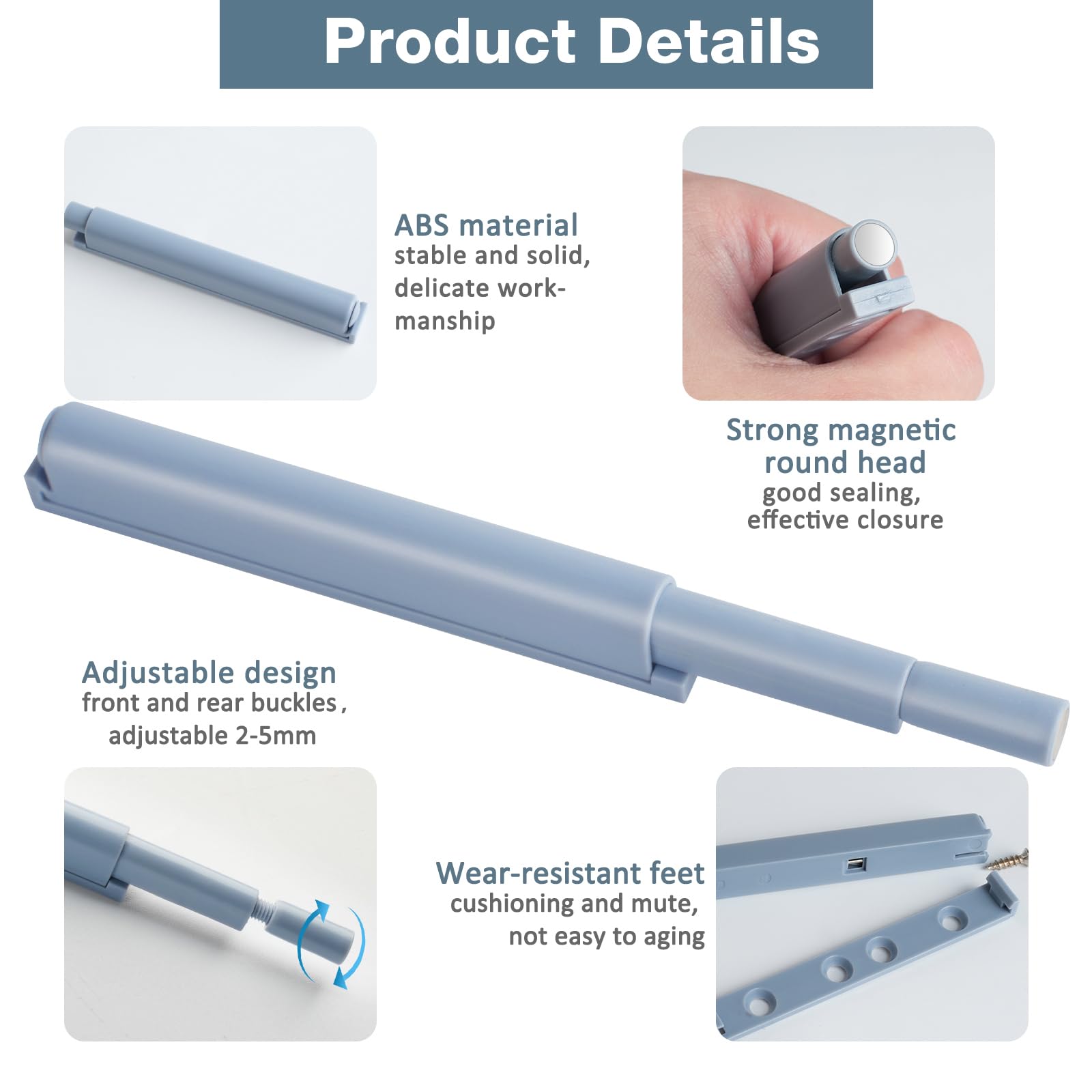 4 Pezzi Sistema Apertura A Pressione Per Ante - Push Pull Con Magnete E Soft Close
