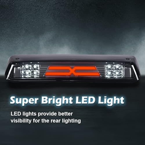 Miniatura 20 de PIT66 3ª luz de freno LED, compatible con Ford F150 X 2004-2008 tipo barra LED de montaje alto, luz de freno trasera trasera de carga, lente Negro X