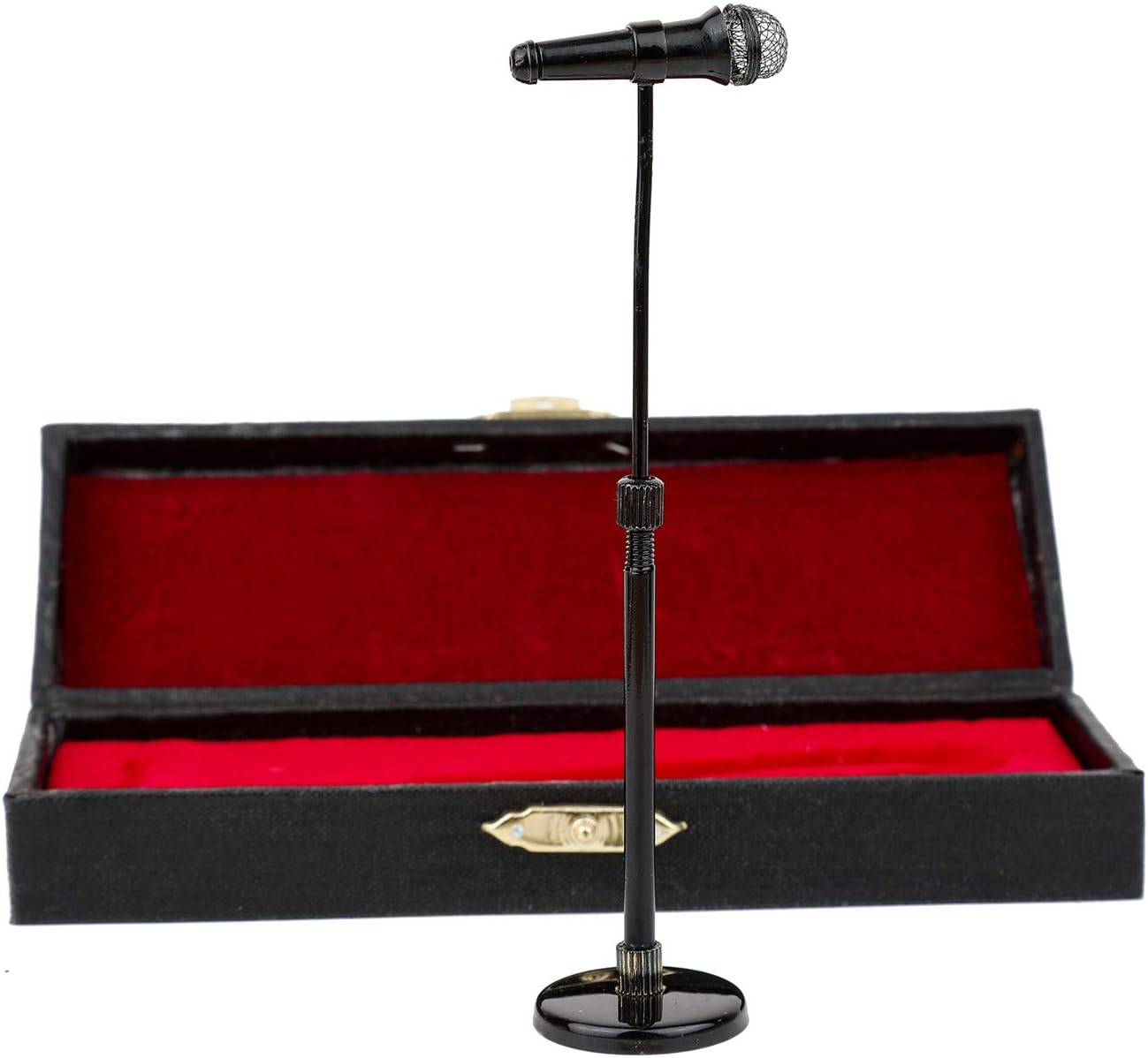 8-13cm Adjustable Miniature Microphone Mini Musical Instrument Mini Replica Model for 1:12 Action Figures Dollhouse Accessories Display Ornaments Home decoration (Black, (adjustable) 3.15"-5.12")