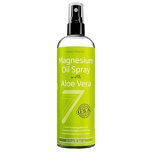 Miniatura 5 de Aceite de magnesio en spray con aloe vera para mejores resultados, 100% puro para un potente alivio del dolor muscular, síndrome de piernas