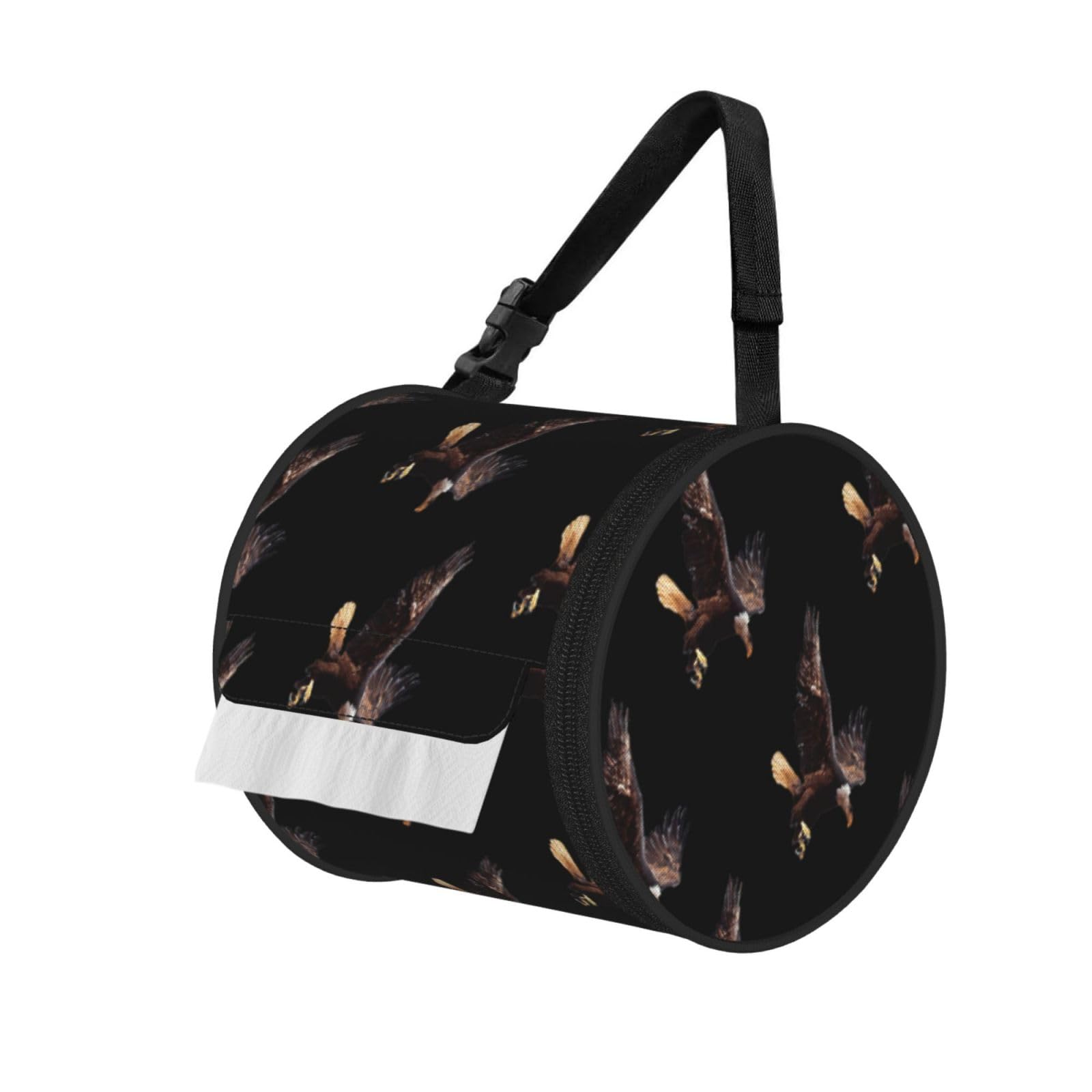 eagle Printed Roll Paper Carrier Bag, Foldable Oxford Cloth Tissue Case for Camping Hiking Backpack