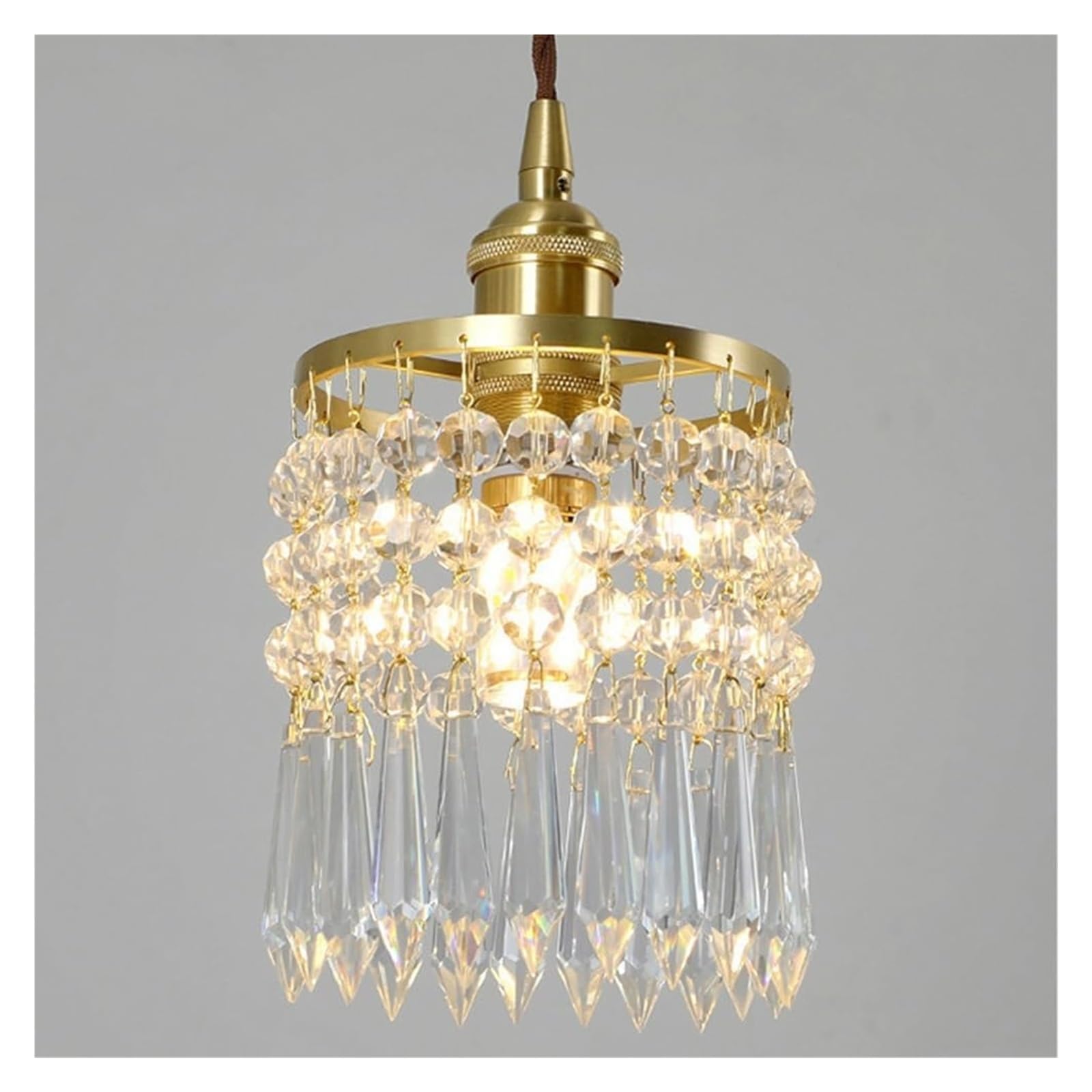 Lampa sufitowa nostalgia kryształowa lampa wisiorka, złota wyspa kuchenna Oświetlenie wisiorka z umywalką z mosiężnym wykończeniem małe urządzenie oświetleniowe pojedynczej głowicy do baru do jadalni