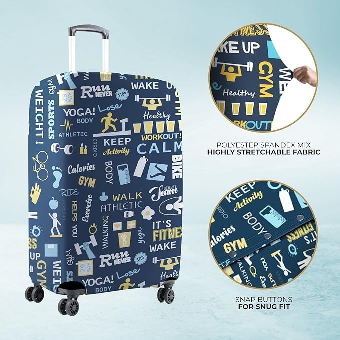 Image of Printed Luggage Cover for Traveling Bag & Suitcase - Stretchable & Scratchproof Trolley Protector with Velcro Lock & Lightweight Washable Material(Suitcase Bag Not Included, Only Cover in Product)