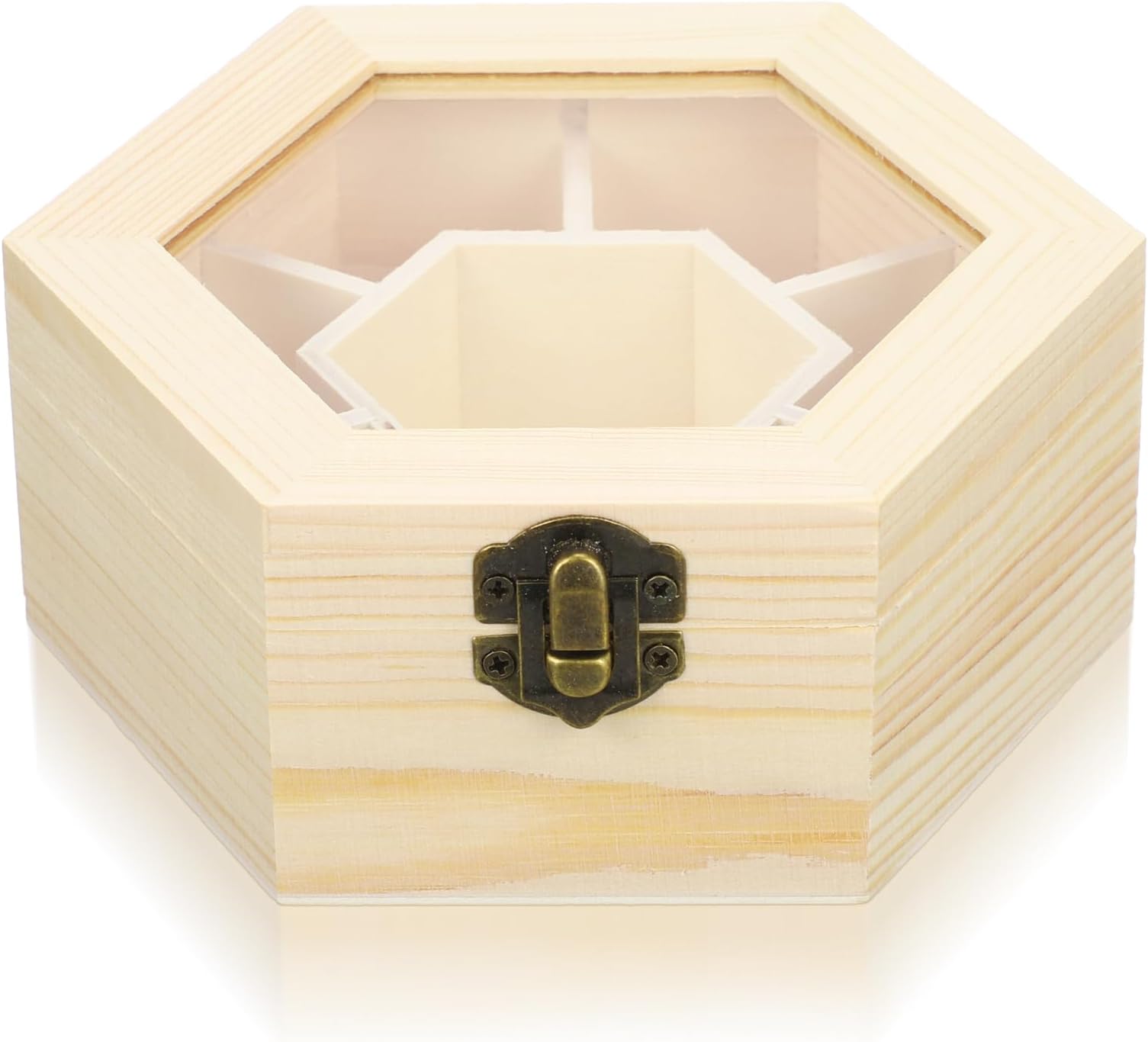 Wooden wood treasure box Jewelry Box DIY Hexagon Shape Jewelry Organizer Jewelry Case for Earrings Necklace unfinished jewelry box Jewelry wooden jewelry box