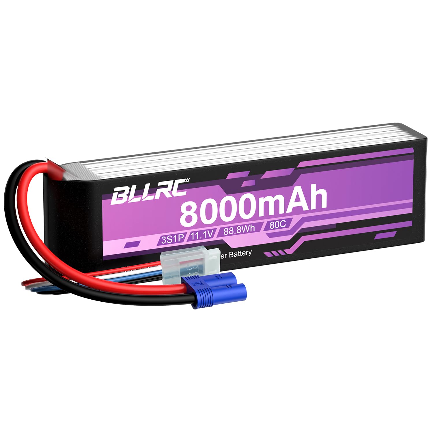 1PCS 3S 11.1V 80C 8000mAh LiPo batería con Conector EC5 para Camiones RC, vehículos Todo Terreno, cuadrocópteros, fotodrones y helicópteros